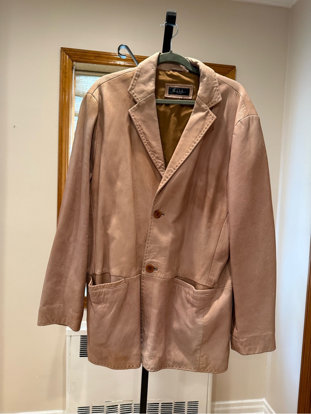 Nicole Miller Blush Tan Leather Blazer